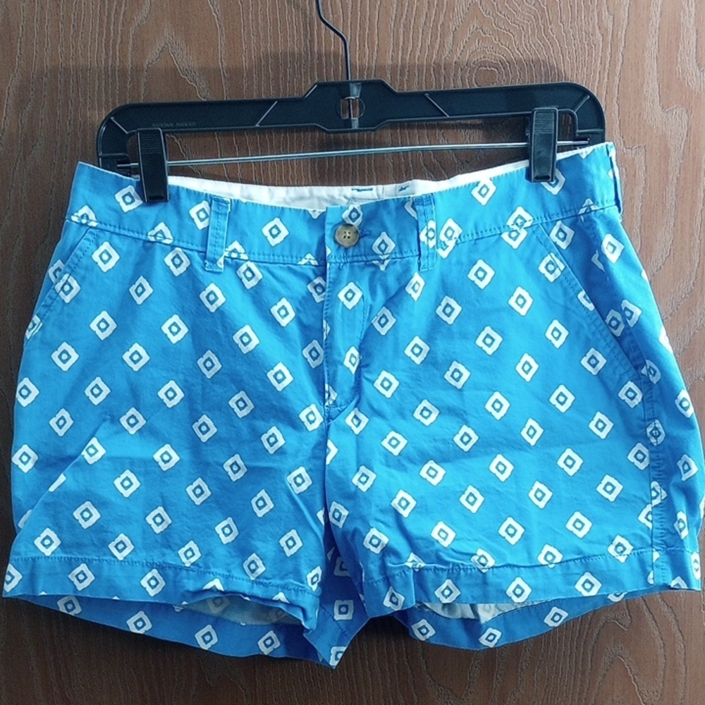 Blue Patterned Women's Shorts Size 6
